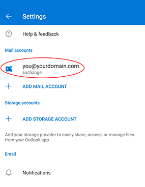 Adding an Exchange mailbox to Outlook for Android